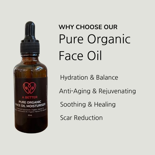 Pure Organic Face Oil Moisturiser 50mL Amber Glass Bottle